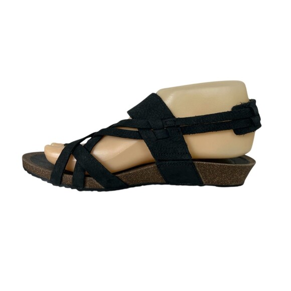 Teva Ysidro Sandals Womens Black Leather Strappy Thong Comfort Low Wedge  Size 8 - Picture 4 of 11